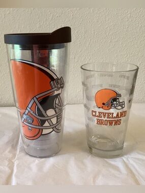 tervis Cleveland Browns Orange and Black Helmet Tumbler and Pint Glass